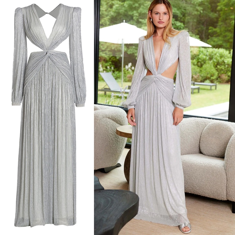PatBO Metallic Cut-Out Maxi Dress